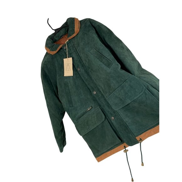 Rare VTG 90s NWT Mens Green Suede Insulated Coat M Zeidler RY10370 $250 - Picture 1 of 10